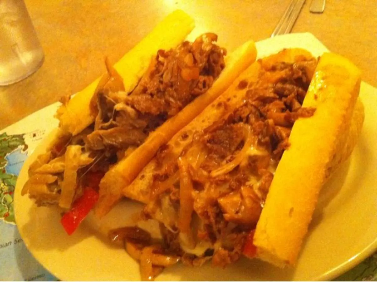 Jo-Jo's steak subs filled with peppers and onions